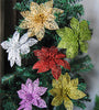 10Pcs Christmas Glitter Hollow Flower Decoration Flowers for Christmas Trees New Year Decorations