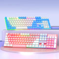 LEORQEON N35 Gaming Keyboard USB Wired 104 Keys Mechanical Feel Keyboard Waterproof Mixed Color Backlight for Home Office - Blue Pink Switch