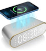LED Mirror Digital Alarm Clock Support Phone Wireless Charging 2 Alarm Group Snooze Function Real-Time Temperature