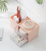 Desktop Storage Box Pen Holder with 2 Drawers Stationery Cosmetics Makeup Brushes Holder Sundries Organizer Office Home School Supplies