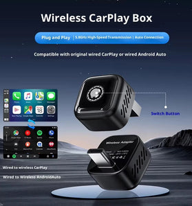 Wooboobox B12 Wireless CarPlay Android Auto Smart Box Adapter  Direct Plug-in Type Original Car Wired to Wireless Converter