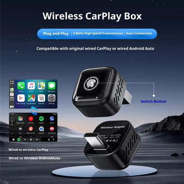 Wooboobox B12 Wireless CarPlay Android Auto Smart Box Adapter  Direct Plug-in Type Original Car Wired to Wireless Converter