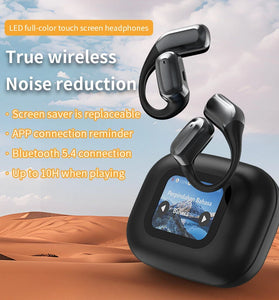 A16 OWS Headset Wireless bluetooth 5.4 Earphone LED Colors Touch Screen 360 Surround Sound Dual-Mic ENC Noise Cancelling Support TF Card Playback Earhooks Sports Headphones