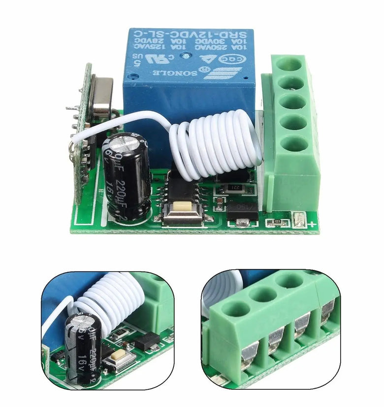 2Pcs DC12V 10A 1CH 433MHz Wireless Relay RF Remote Control Switch Receiver