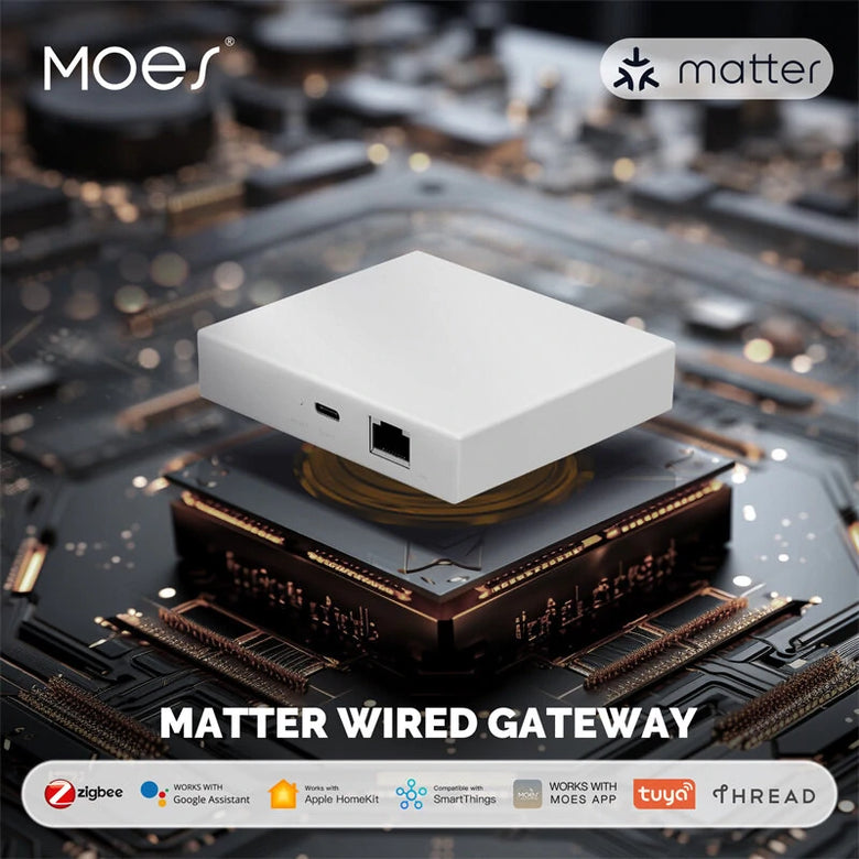 Moes Matter Smart Zigbe Home Bridge Matter Wired Gateway Hub Support Voice Control Via Alexa Google Siri Homekit Smartthings