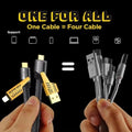 4-in-1 3A PD65W USB-A/Type-C to iP/Type-C Cable Fast Charging Data Transmission Copper Core Line 1M/2M Long for iPhone 15 14 13 for Huawei Pura 70 Ultra for Samsung Galaxy Z Flip 6
