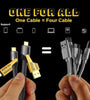 4-in-1 3A PD65W USB-A/Type-C to iP/Type-C Cable Fast Charging Data Transmission Copper Core Line 1M/2M Long for iPhone 15 14 13 for Huawei Pura 70 Ultra for Samsung Galaxy Z Flip 6