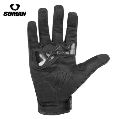 SOMAN Motorcycle Gloves Carbon Fiber Leather Moto Riding Gloves Men Motorbike Protective Gears Motocross