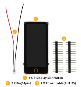 LILYGO T-Display-S3 AMOLED Touch Screen ESP32-S3 1.91-inch RM67162 Display Development Board WiFi Bluetooth 5.0 Wireless Module