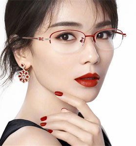 Anti-blue light HD Half Frame Reading Glasses Lightweight Comfy Elegant Women's Presbyopia Glasses