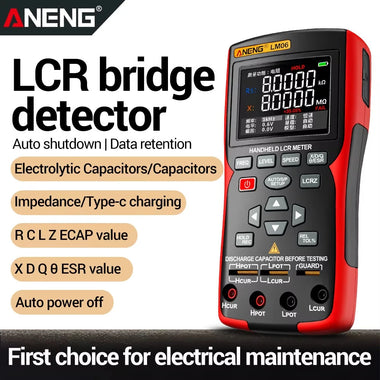 ANENG LM06 LCR Meter High Precision Capacitance Inductance Resistance Tester 2.8 Inch TFT Screen Portable Rechargeable 100KHz Test Frequency Professional Electrician Tool