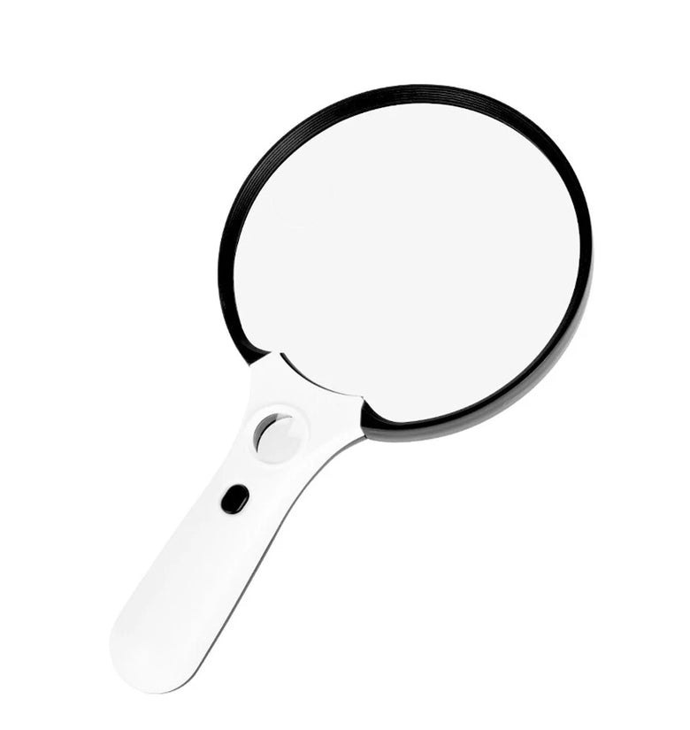 Handheld 135mm Large Lens Magnifying Glass with 10x 20x 45x Magnification LED and UV Light for Reading and Antique Appraisal