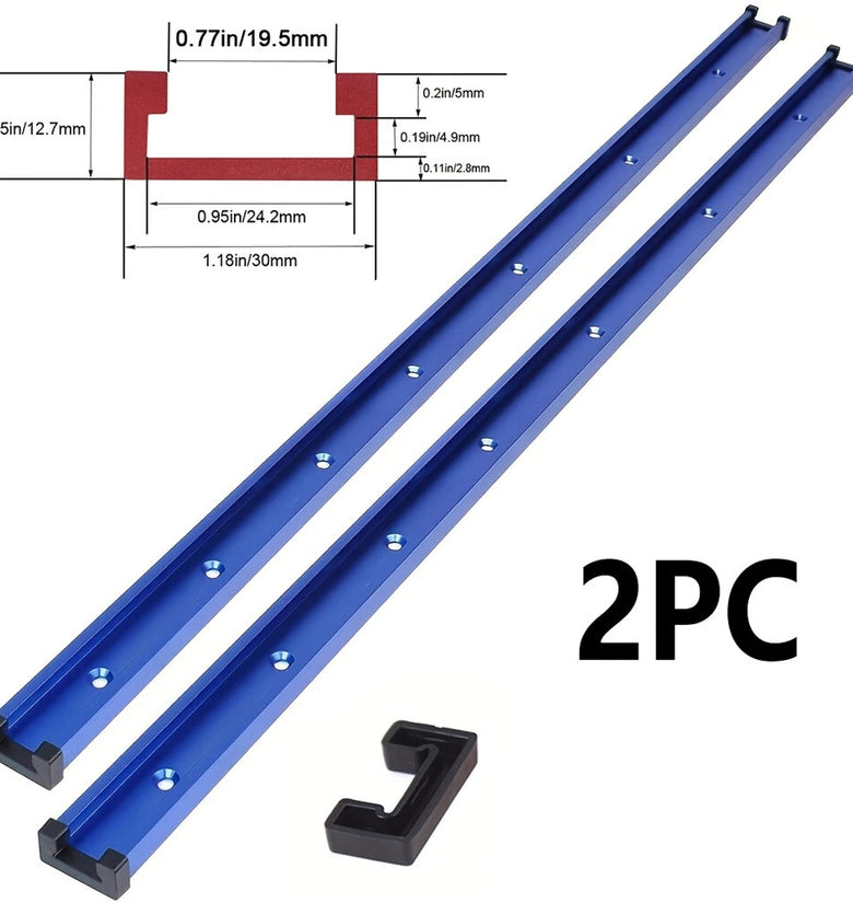 2 Packs 800mm Universal 3/4 T-Track with Predrilled Mounting Holes 30 Type T Track for Woodworking Jigs and Fixtures