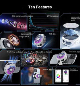 Blackshark 4 Pro RGB Magnetic Phone Cooler Gaming Air Cooler Radiator with Detachable Clamp Desktop Cooling Stand for iPhone Huawei Xiaomi