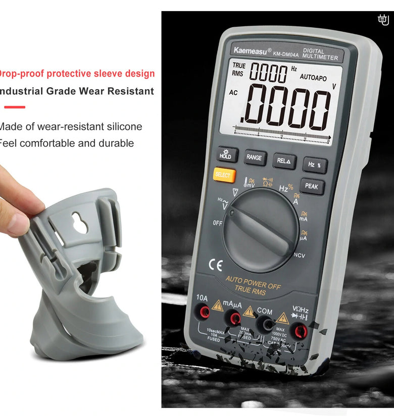 Kaemeasu KM-DM04A Digital Multimeter 4 Count True RMS Voltage Current Hz Ohm Duty Cycle Tester Temperature with Analog Bar