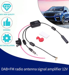 DAB+FM+Car Stereo Antenna Aerial Splitter Cable Adapter 12V Radio Signal Amplifier Antenna Signal Booster FM/AM Car Accessories