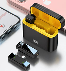 J68 1-to-2 2.4G Wireless Lavalier Microphone with Receiver DSP Noise Reduction Lapel Mic with Charging Case