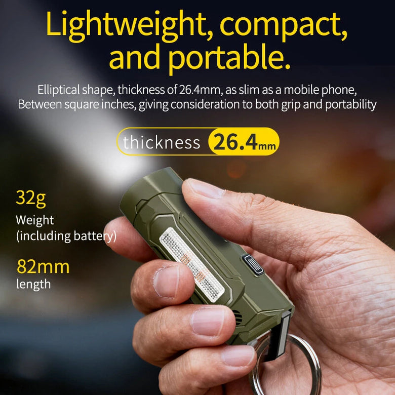 BIKIGHT K220 Mini Keychain Flashlight with UV Violet Light Buzzing Horn USB-C Charging Waterproof Design Magnetic Attraction Portable Tactical Torch 32g Lightweight