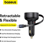 Baseus Enjoyment Pro 60W 1-Port USB Car Charger Built-in Retractable Type-C Cable Support QC3.0 2.0 PD3.0 2.0 SCP FCP PPS Fast Charging for iPhone 13 14 15 15 Pro for Samsung Galaxy S23 for Xiaomi 13pro for Oppo Reno9