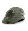 Collrown Denim Beret Hat Vintage Casual Flat Hat for Men Embroidery Patchwork Aged Peaked Cap Outdoor Retro Caps