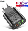 USLION 375-PD PD20W 4-Port USB PD Charger 3USB-A+USB-C PD QC3.0 Support AFC FCP Fast Charging Wall Charger Adapter EU Plug for iPhone 15 14 13 Pro for Samsung Galaxy Z Flip 6 for Honor Magic V3 for Huawei Nova Flip