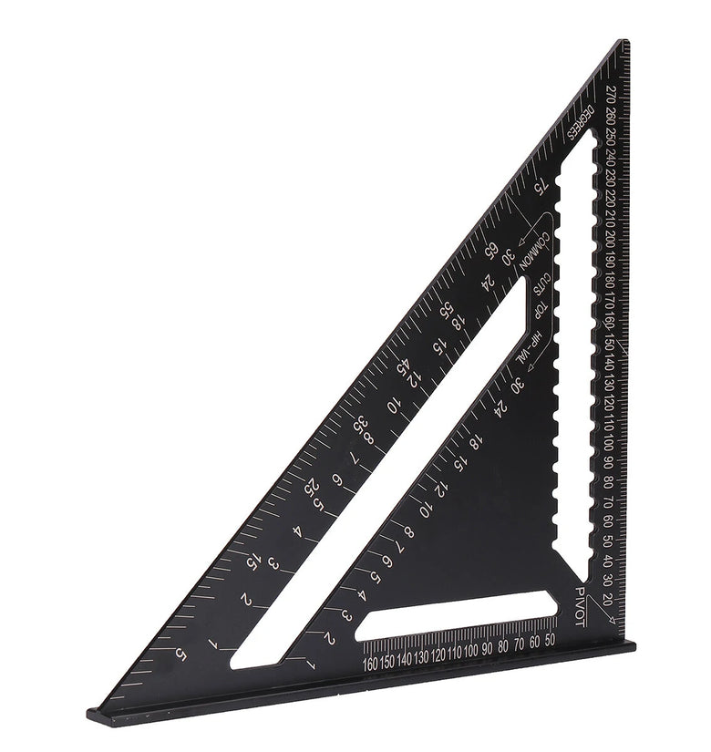 12-inch Aluminum Alloy Triangle Ruler with Protractor Scriber and Sawtooth Guide Multifunctional Tool