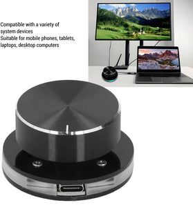 USB Volume Control Knob for Android System PC Multimedia Type-C External Media Adjustment Controller with RGB Light