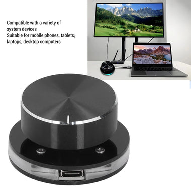 USB Volume Control Knob for Android System PC Multimedia Type-C External Media Adjustment Controller with RGB Light