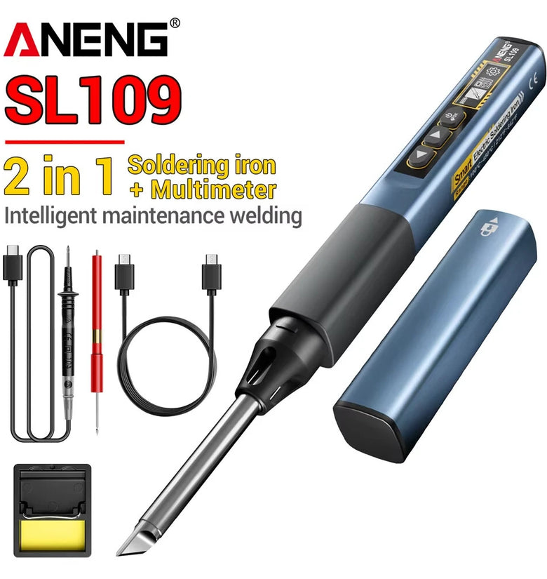 ANENG SL109 Electric Soldering Iron 75W Adjustable Temperature 100C to 450C Type-C Fast Charging Portable OLED Display Lightweight Repair Tool