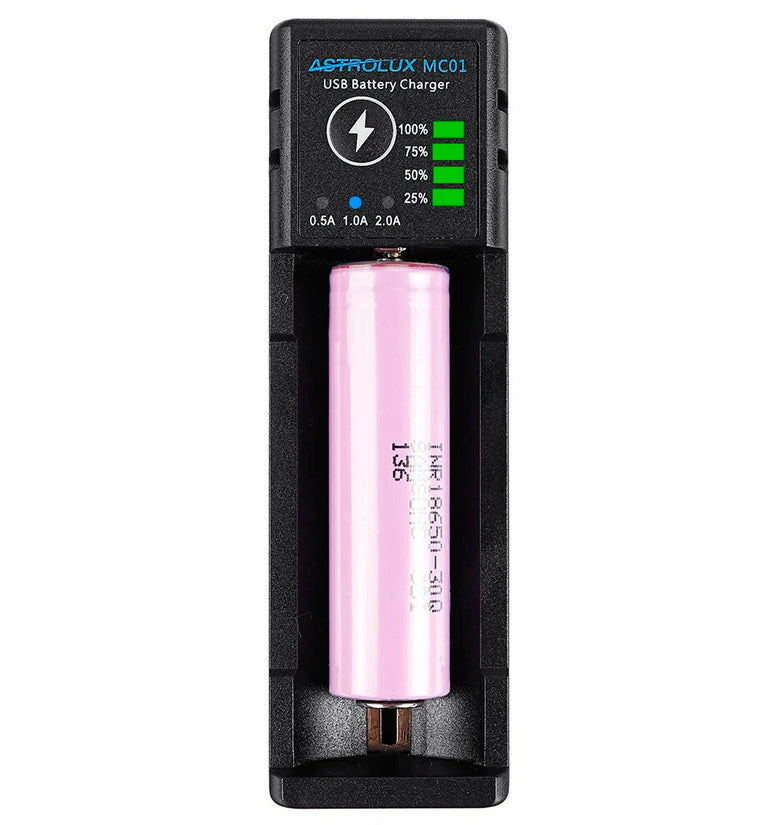 Astrolux MC01 2 in1 USB Charging Mini Battery Charger Portable Mobile Phone Power Bank Current Optional Charger For 18650 21700 26650 14500 Li-ion Battery