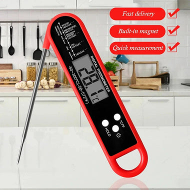 Digital Meat Thermometer Foldable Probe Fast Reading -50 to 300 Auto-Off LCD Display for Cooking BBQ Kitchen