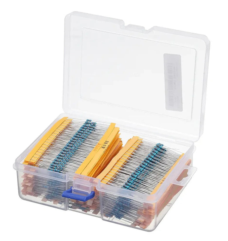 2600pcs 1/4W 1 Tolerance 130 Values Metal Film Resistors Assortment Kit Set 1R ohm-3M ohm for DIY Project Experiments