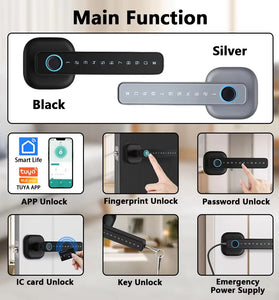 RAYKUBE M6 Tuya BLE Bedroom Digital Electronic Lock Fingerprint Door Lock with Password/Key/IC Card/ Smartlife/Tuya APP Unlock