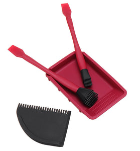 Wnew 4Pcs Silicone Glue Kit Wide/Narrow Brush with Flat Scraper and Glue Tray Woodworking Gluing Kit Set