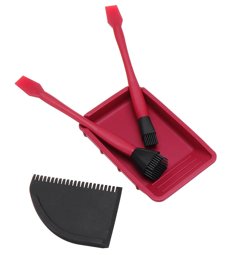 Wnew 4Pcs Silicone Glue Kit Wide/Narrow Brush with Flat Scraper and Glue Tray Woodworking Gluing Kit Set