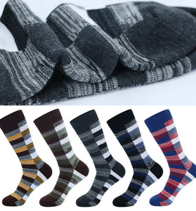 5 Pairs Men's Dress Socks Cotton Colorful Striped Geometric Pattern Funny Casual Pack Novelty Business Socks Comfortable