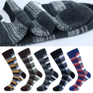 5 Pairs Men's Dress Socks Cotton Colorful Striped Geometric Pattern Funny Casual Pack Novelty Business Socks Comfortable