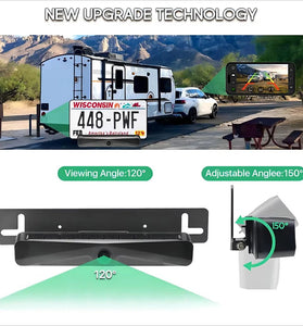 Wireless Solar 5G WiFi HD 1080P Rear/Front License Camera with Built-in 4800mAh Battery Solar Powered Wifi Wireless Car Backup Camera for Car Van RVs