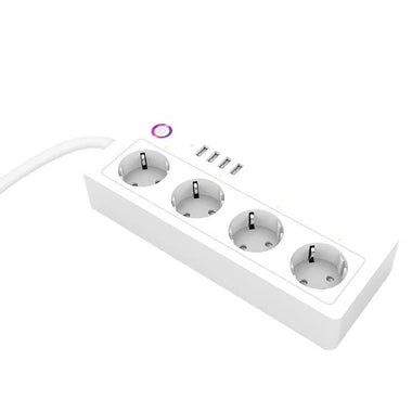 XS-A26 16A Smart WiFi Power Strip with 4 EU Outlets Plug and 4 USB Charging Port Timing Function App Voice Control Work with Alexa Google Home Assistant