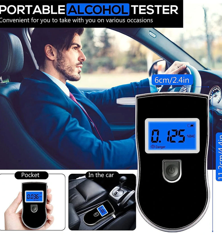 Portable Alcohol Breathalyzer with 20 Mouthpieces Professional Grade Accuracy Blood Alcohol Tester LCD Screen Personal Alcohol Breath Tester