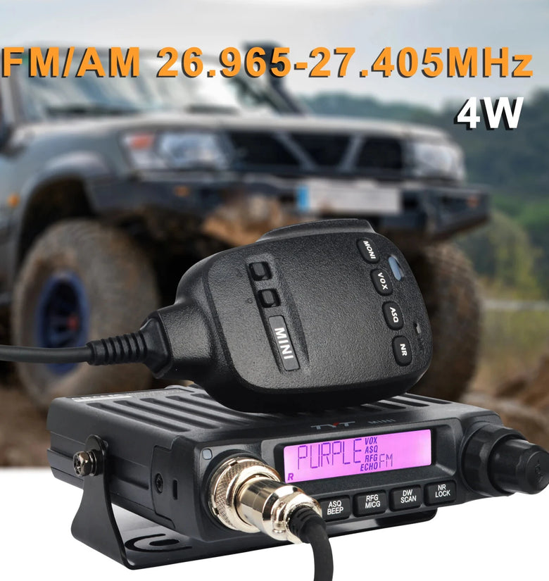 TYT CB Mini Radio 27MHz Mobile Transceiver 40 Channels FM AM Modulation 4W Compact European City Band Walkie Talkie UHF SO239 Connector