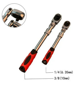 72-Tooth Retractable Ratchet Wrench Set Extensible Handle Carbon Steel Quick Release Spanner 1/4" 3/8" 1/2" Multifunctional Hand Tool