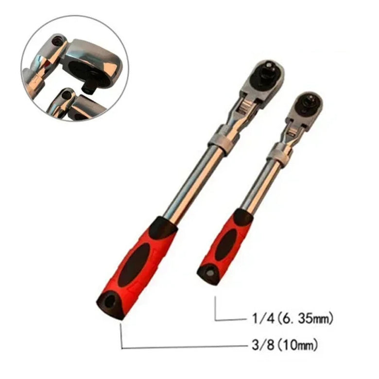 72-Tooth Retractable Ratchet Wrench Set Extensible Handle Carbon Steel Quick Release Spanner 1/4
