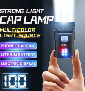 Bikight COB+SMD LED Super Bright Flashlight USB Charging Portable Camping Lantern Power Display Mini Emergency Lantern for Night Running