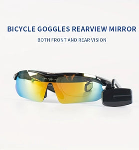 Cycling Bicycle Glasses with Mini Rearview Mirror Multi-Angle Adjustable HD Anti-fog Lightweight Portable Safety Bike Riding Goggles