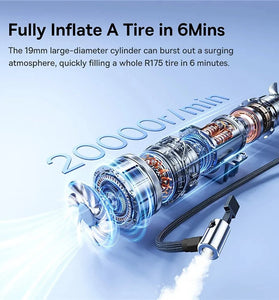 BASEUS BS-CG034 Corded and Cordless 2-in-1 Tire Inflator  75W LCD Display Car Tire  Inflator Pump 2000mAh Power Bank