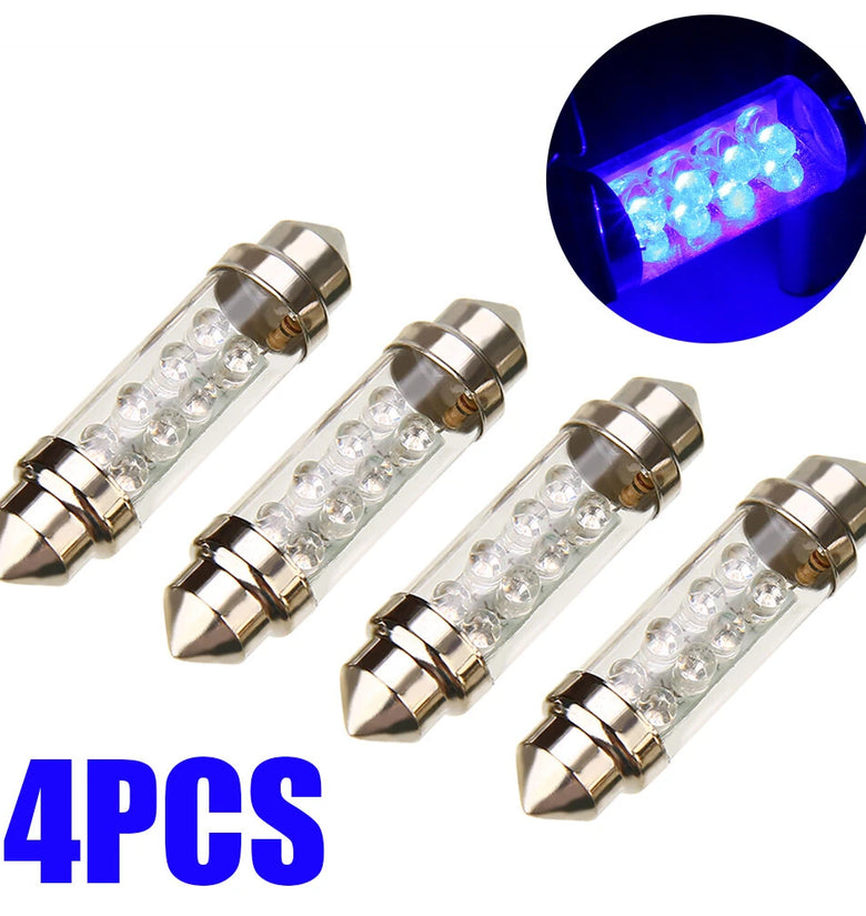 4-Pack 39mm/41mm/42mm Double Tip 8LEDs Car LED Reading Light License Plate Light Trunk Light Bulbs