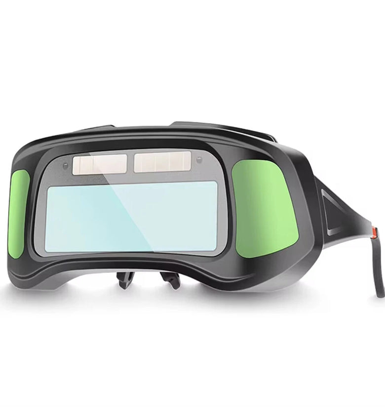 Auto Darkening Welding Goggles Large View Screen Intelligent Dimming Protective Glasses Solar-Powered Adjustable Comfortable Fit for Arc Welding Cutting Grinding Polycarbonate Material