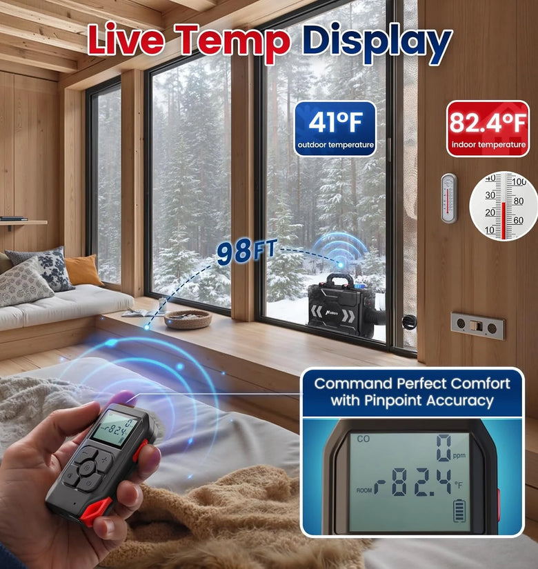 Hcalory Diesel Heater Upgraded Version LCD Panel Remote Control with Wireless Temperature Sensing Function