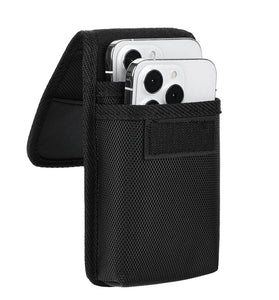 7.5'' Universal Phone Waist Bag Portable Nylon Dual Pocket Wear Belt Waist Packs Protective Case with Buckle